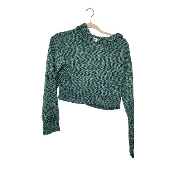 Revolve Superdown Deliah Acrylic Mixed Media Blue Green Cropped Hoodie - Picture 1 of 6